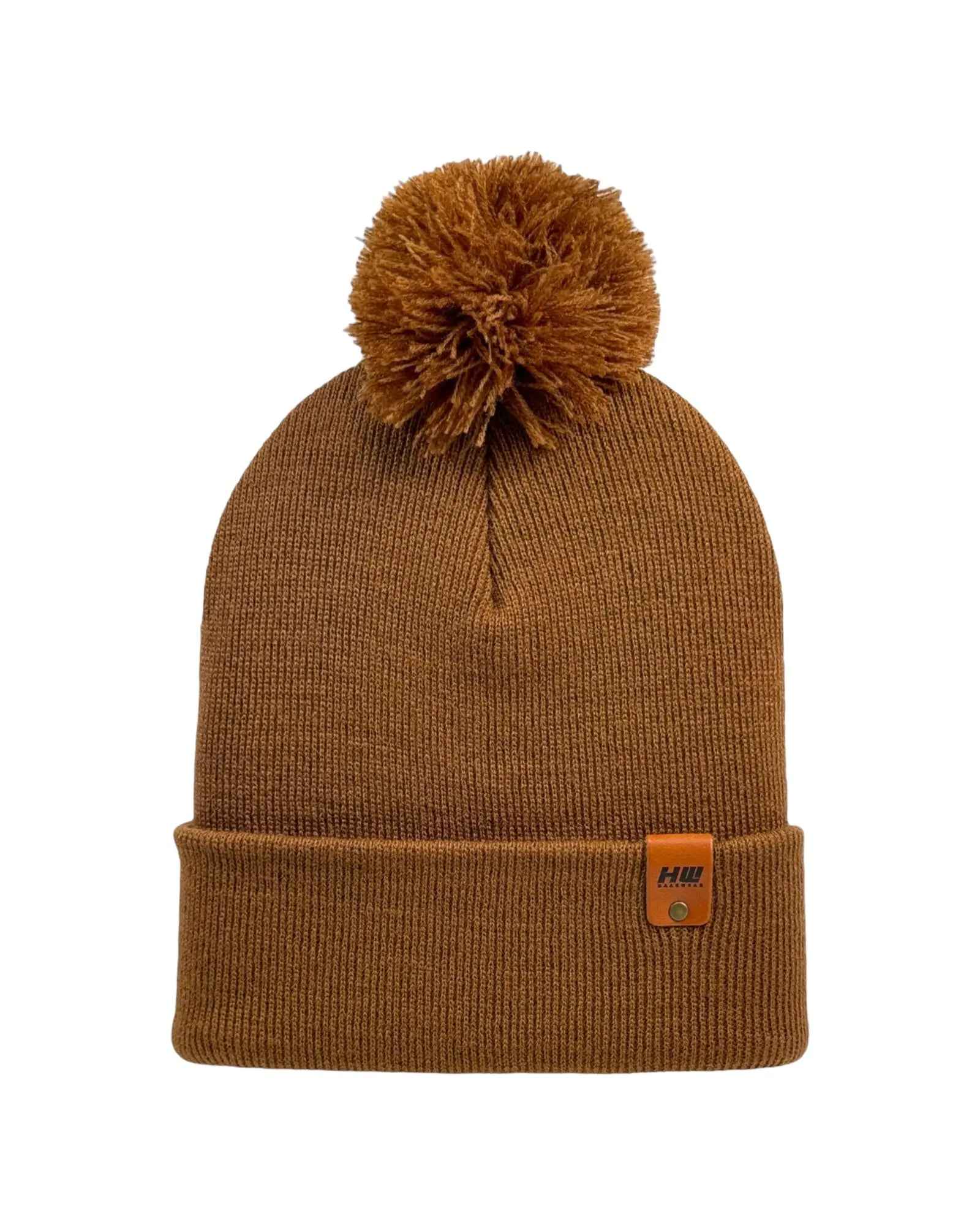 CPP1 HAAKWEAR PomPom Beanie - Made in USA - Camel Brown.