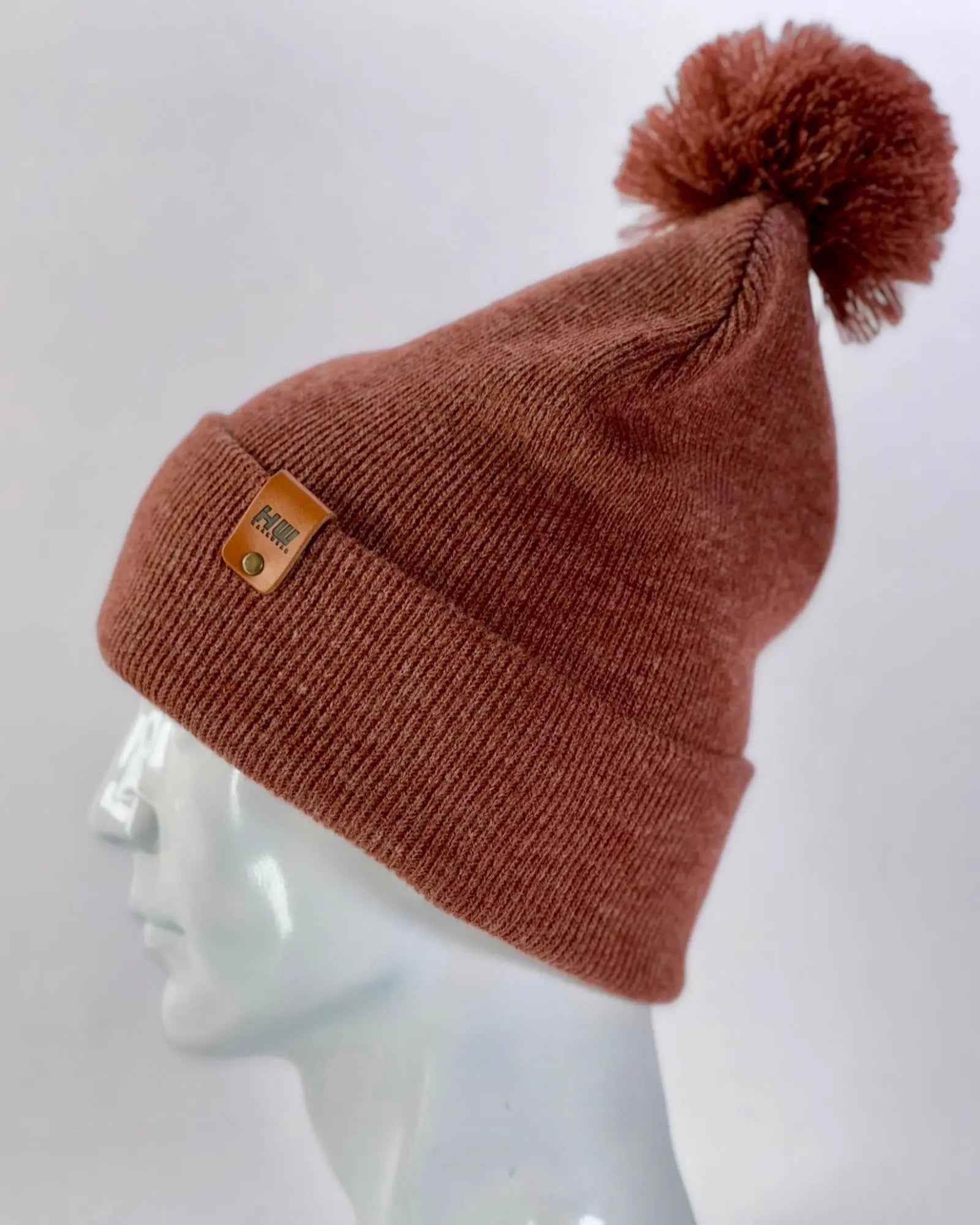 CPP1 HAAKWEAR PomPom Beanie - Made in USA - Rusty burgundy.