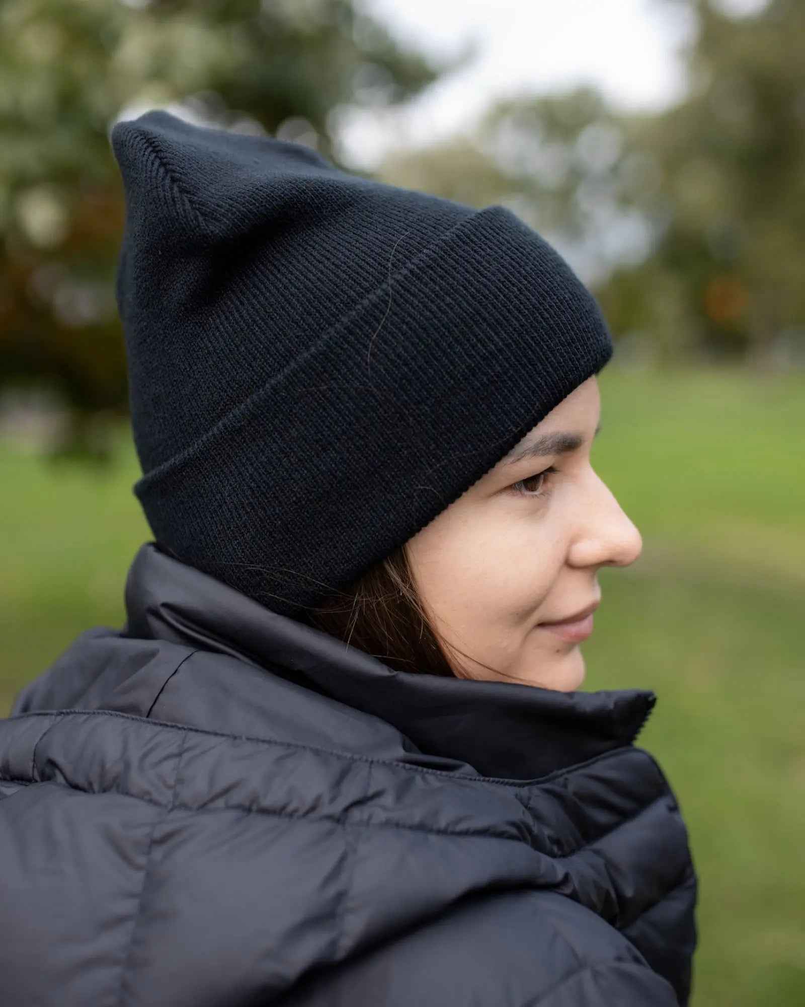 CS101 HAAKWEAR Traditional Silent Cuffed Beanie, Midnight Black.