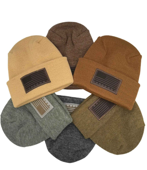 Designed & Made in USA | Veteran Beanie with USA Flag - Patriotic  H-Stitch™ Cuffed Knit Hat for Men & Women | Limited Edition.