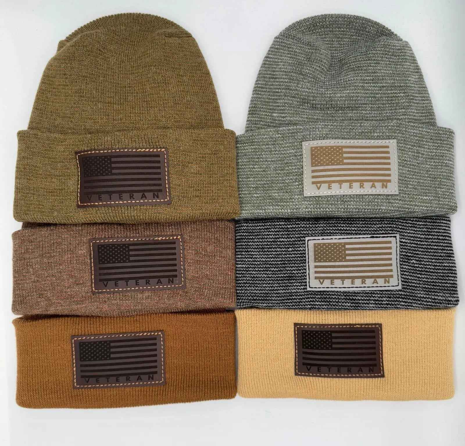 Designed & Made in USA | Veteran Beanie with USA Flag - Patriotic  H-Stitch™ Cuffed Knit Hat for Men & Women | Limited Edition.