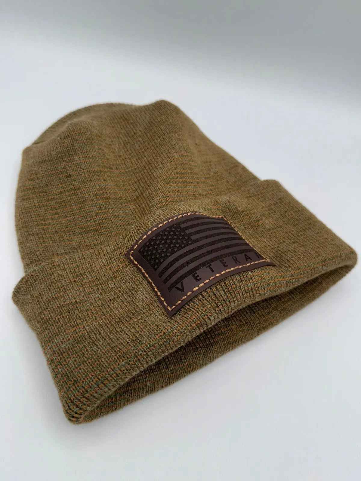 Designed & Made in USA | Veteran Beanie with USA Flag - Patriotic  H-Stitch™ Cuffed Knit Hat for Men & Women | Limited Edition.