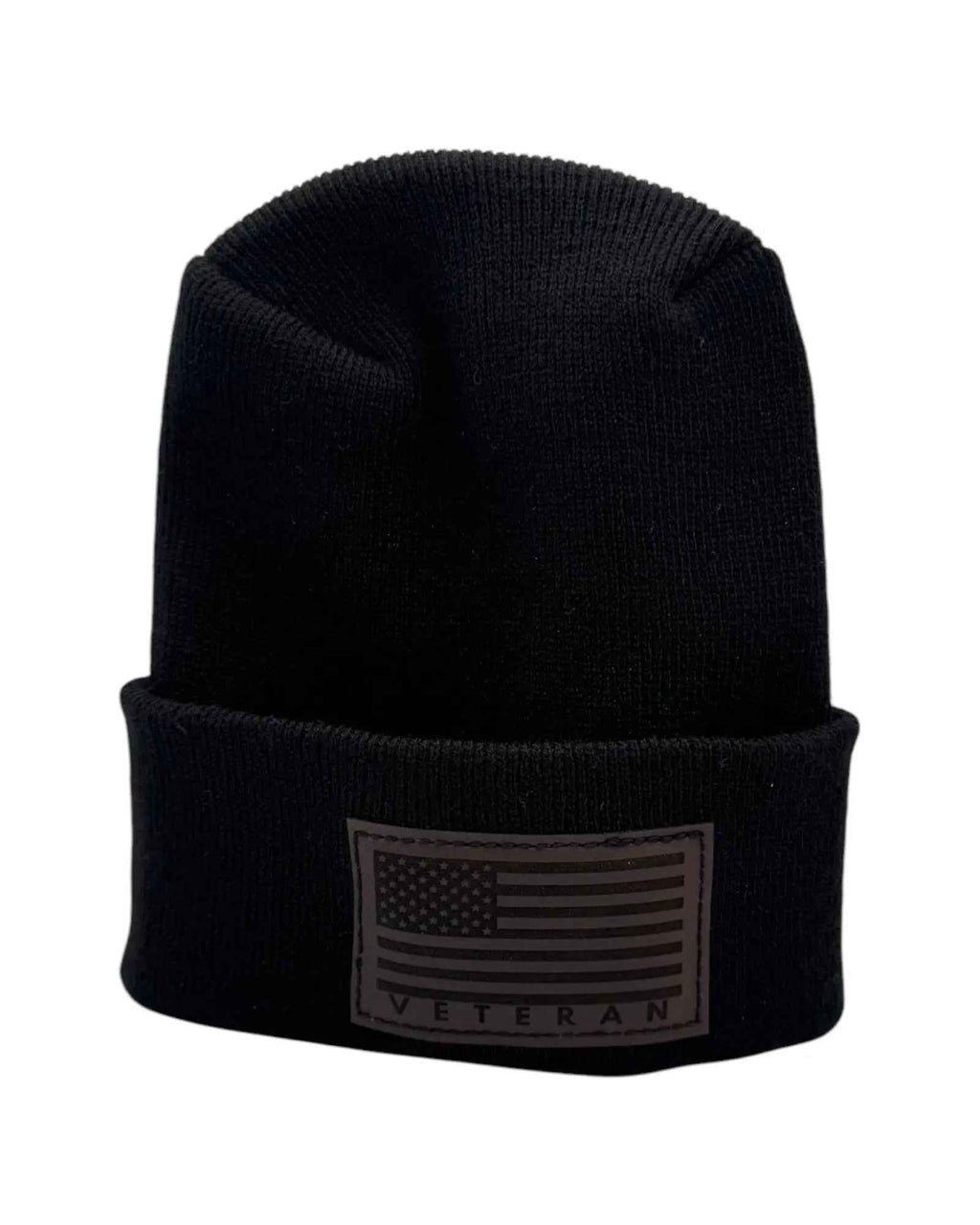 Designed & Made in USA | Veteran Beanie with USA Flag - Patriotic  H-Stitch™ Cuffed Knit Hat for Men & Women | Limited Edition.