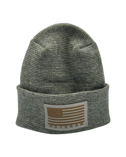Designed & Made in USA | Veteran Beanie with USA Flag - Patriotic Theta Stitch Cuffed Knit Hat for Men & Women | Limited Edition HAAKWEAR