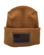 Designed & Made in USA | Veteran Beanie with USA Flag - Patriotic  H-Stitch™ Cuffed Knit Hat for Men & Women | Limited Edition.