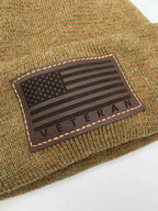 Designed & Made in USA | Veteran Beanie with USA Flag - Patriotic  H-Stitch™ Cuffed Knit Hat for Men & Women | Limited Edition.