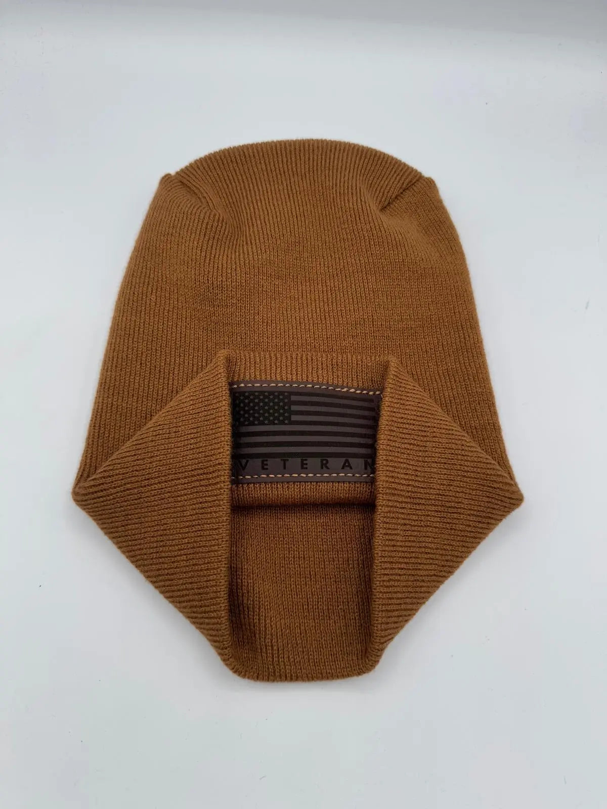 Designed & Made in USA | Veteran Beanie with USA Flag - Patriotic Theta Stitch Cuffed Knit Hat for Men & Women | Limited Edition HAAKWEAR