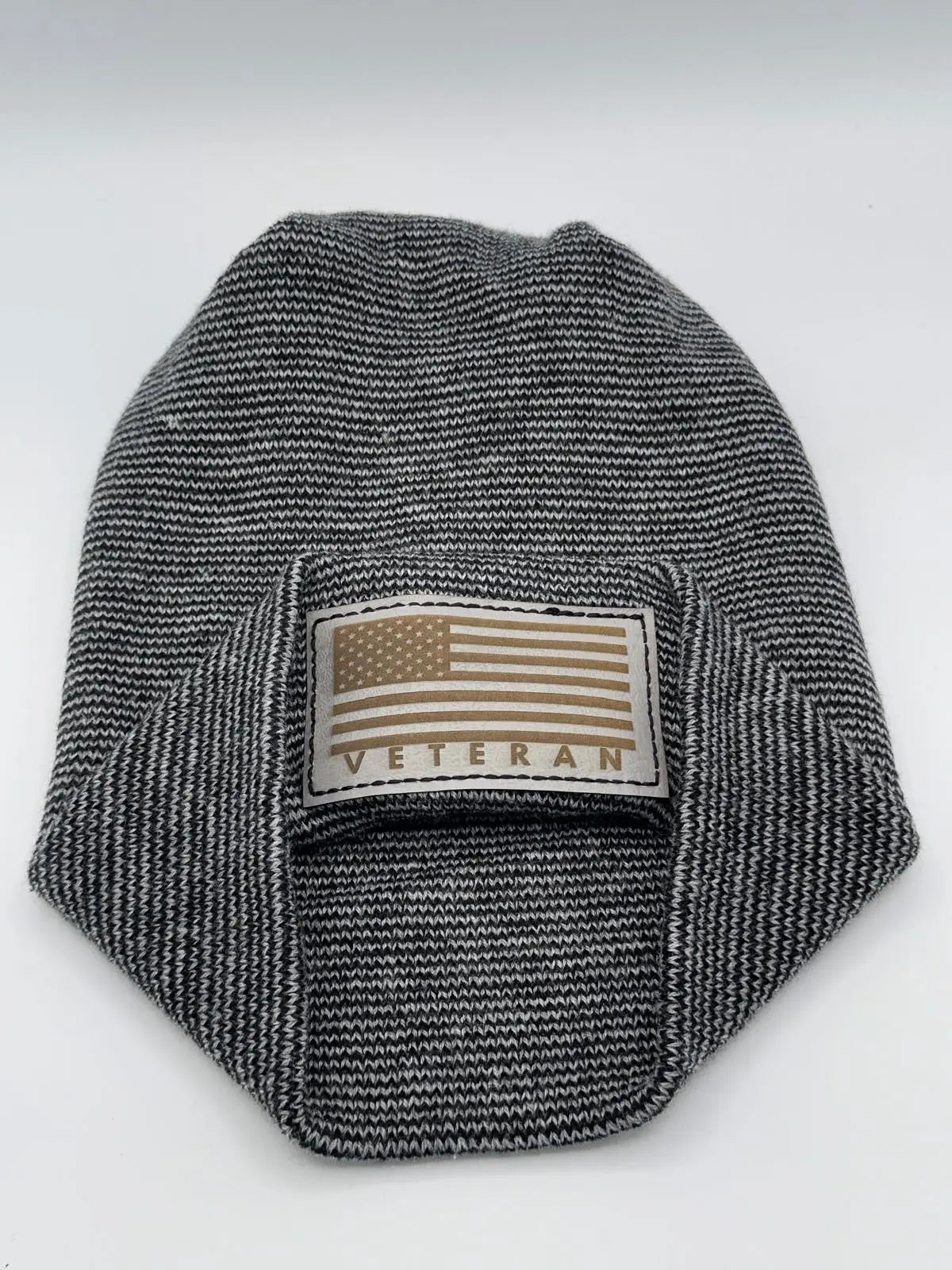 Designed & Made in USA | Veteran Beanie with USA Flag - Patriotic Theta Stitch Cuffed Knit Hat for Men & Women | Limited Edition HAAKWEAR