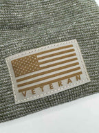 Designed & Made in USA | Veteran Beanie with USA Flag - Patriotic  H-Stitch™ Cuffed Knit Hat for Men & Women | Limited Edition
