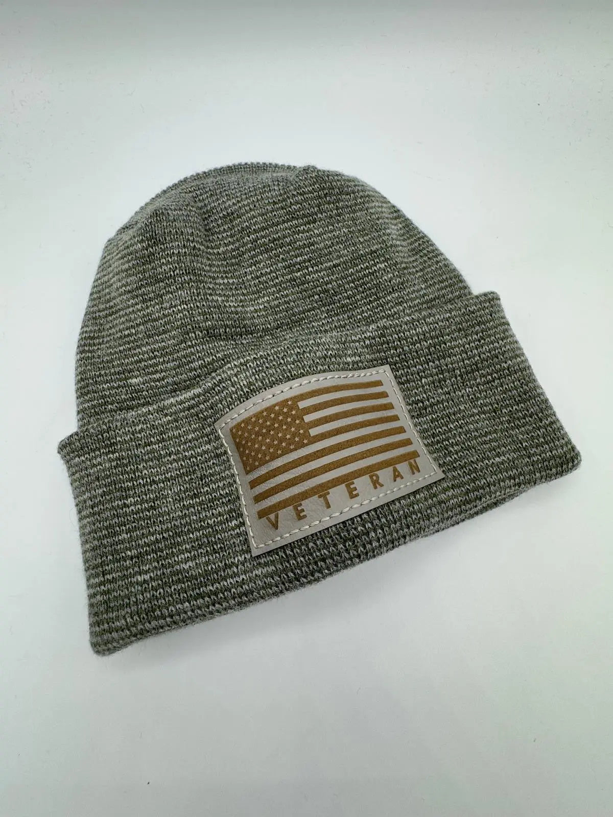 Designed & Made in USA | Veteran Beanie with USA Flag - Patriotic Theta Stitch Cuffed Knit Hat for Men & Women | Limited Edition HAAKWEAR