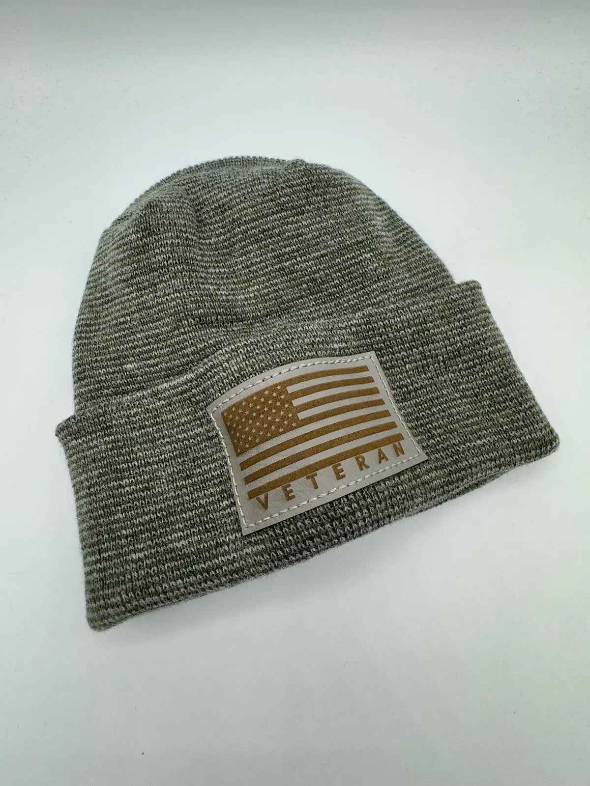 Designed & Made in USA | Veteran Beanie with USA Flag - Patriotic  H-Stitch™ Cuffed Knit Hat for Men & Women | Limited Edition