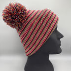 Double Pom Pom H Stitch Beanie, Multi Color Knit Winter Hat- Made in USA