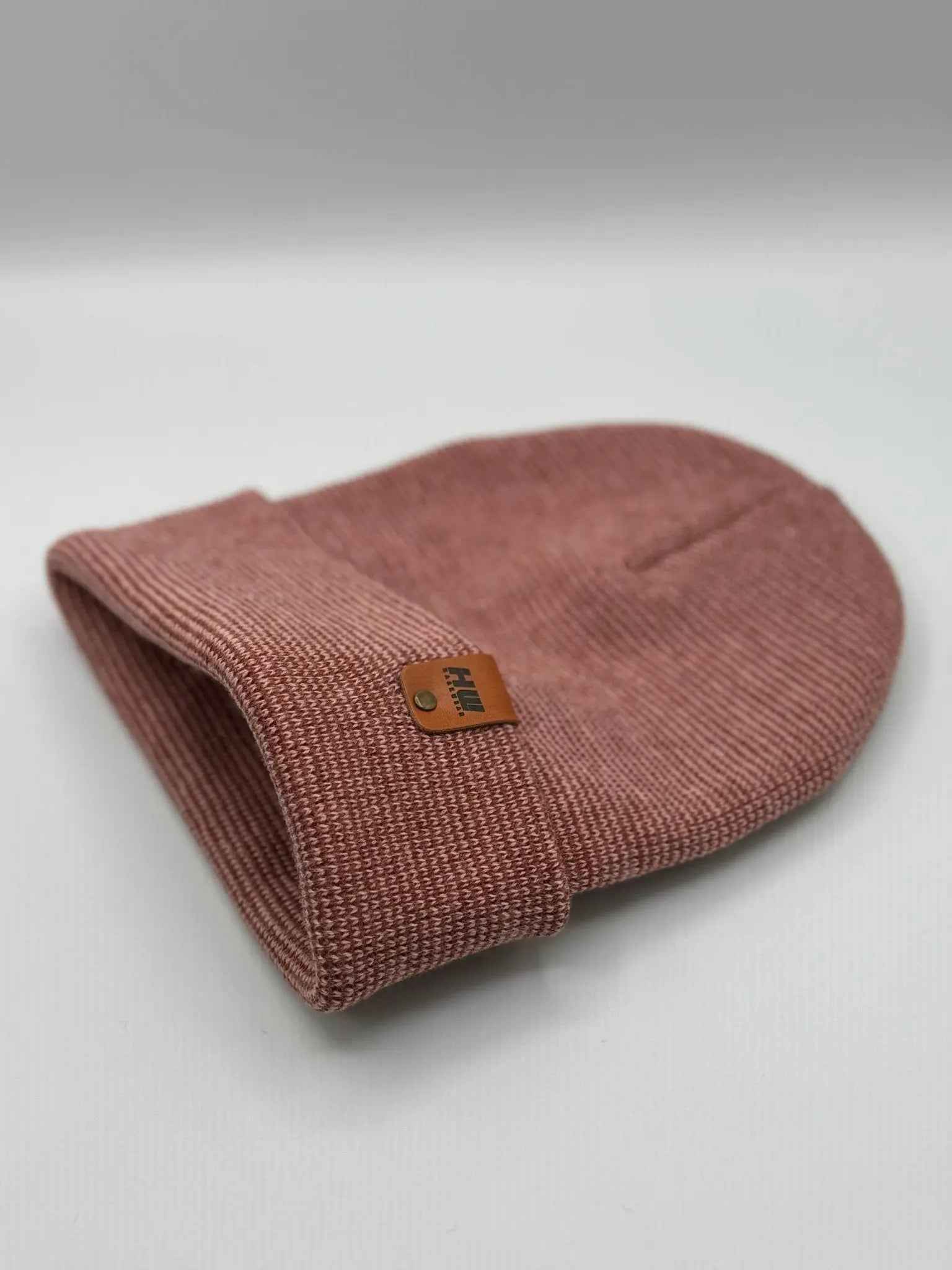 HAAKWEAR Classic Fusion Cuffed Beanie - Burgundy / Pink, Made in USA.