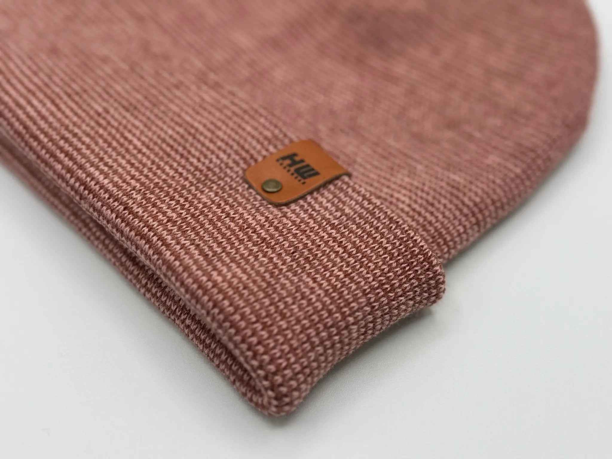 HAAKWEAR Classic Fusion Cuffed Beanie - Burgundy / Pink, Made in USA.