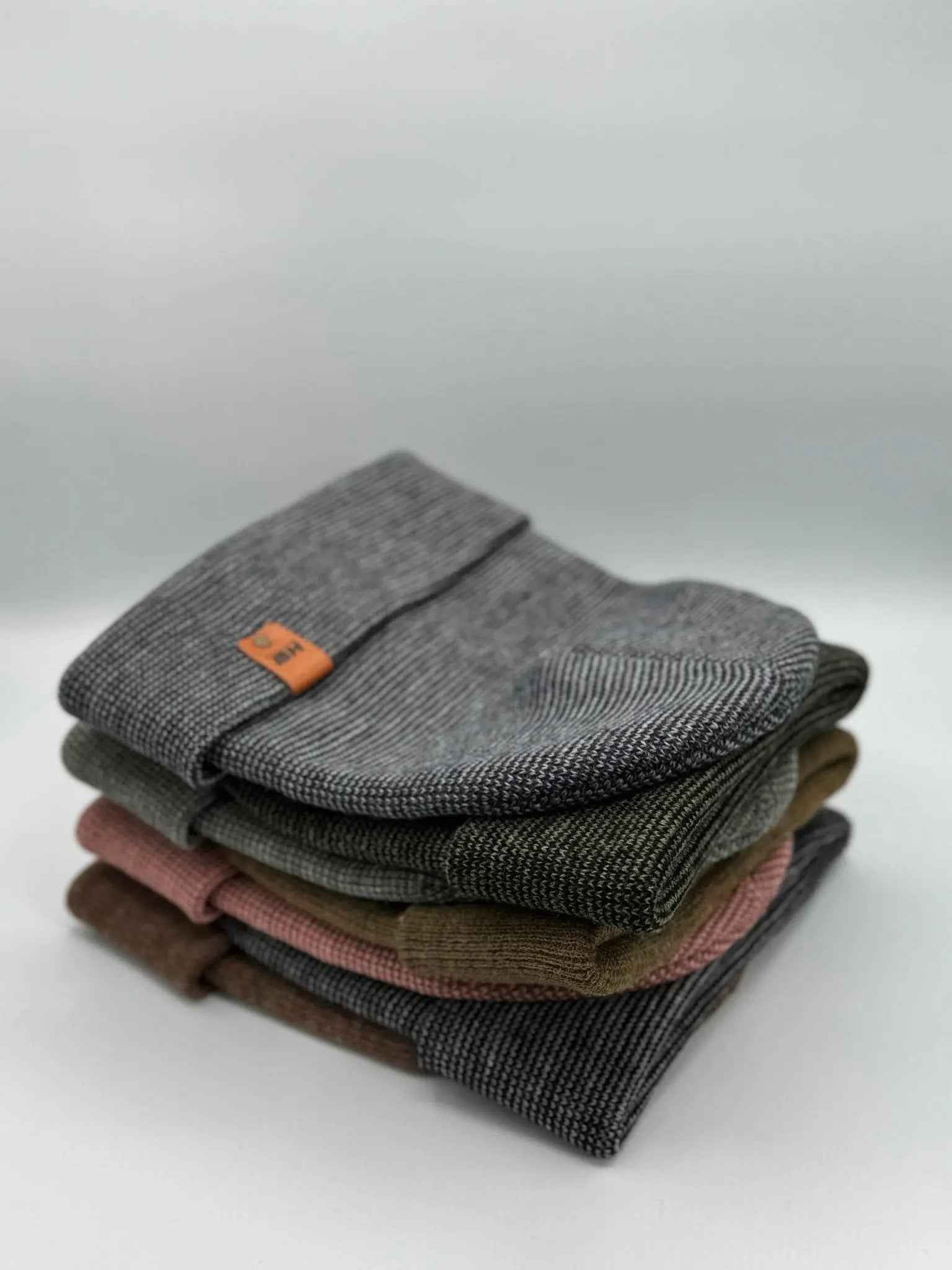 HAAKWEAR Classic Fusion Cuffed Beanie - Gray / Denim, Made in USA.