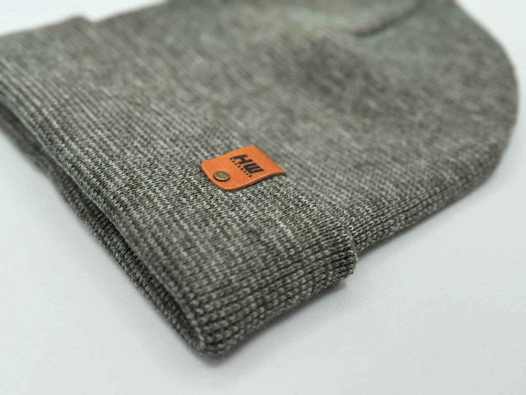HAAKWEAR Classic Fusion Cuffed Beanie - Gray / Green, Made in USA.