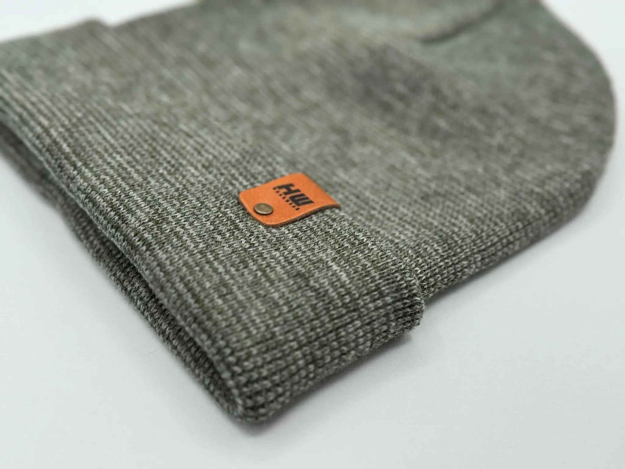 HAAKWEAR Classic Fusion Cuffed Beanie - Gray / Green, Made in USA.