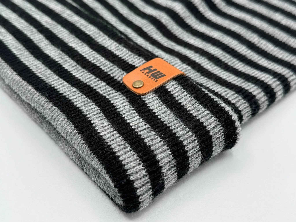 HAAKWEAR Classic RORO Cuffed Beanie / Hat - Black / Gray, Made in USA.
