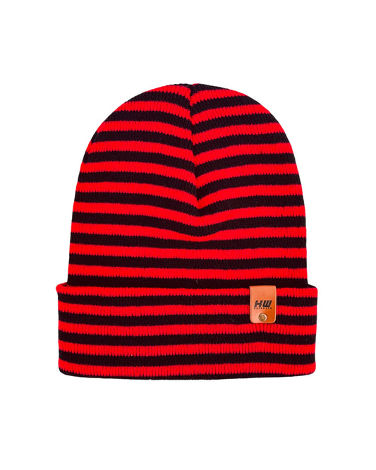 HAAKWEAR Classic RORO Cuffed Beanie / Hat - Black / Red, Made in USA HAAKWEAR