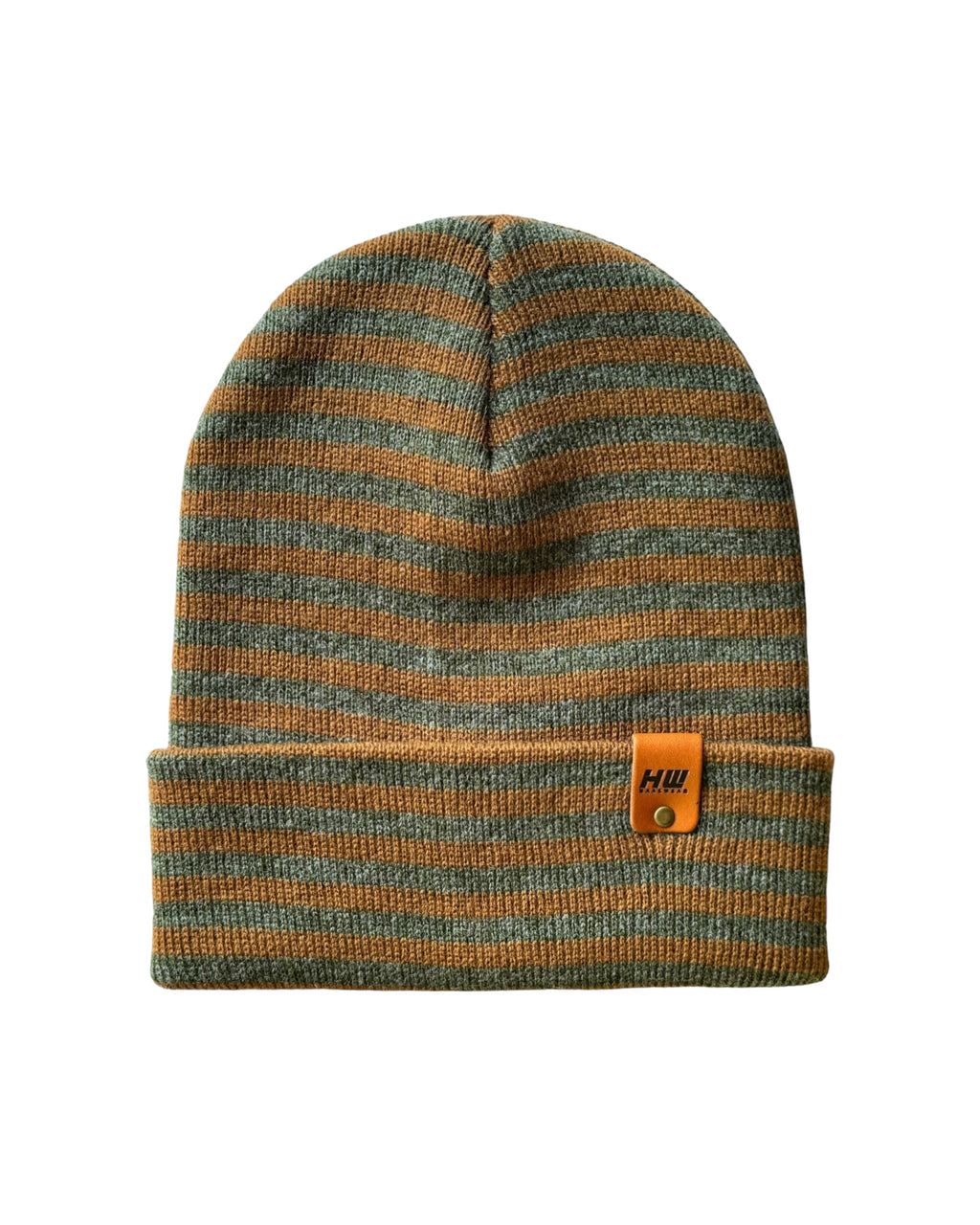 HAAKWEAR Classic RORO Cuffed Beanie / Hat - Brown / Green, Made in USA - HAAKWEAR