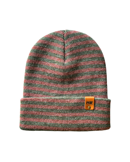HAAKWEAR Classic RORO Cuffed Beanie / Hat - Burgundy / Green, Made in USA HAAKWEAR