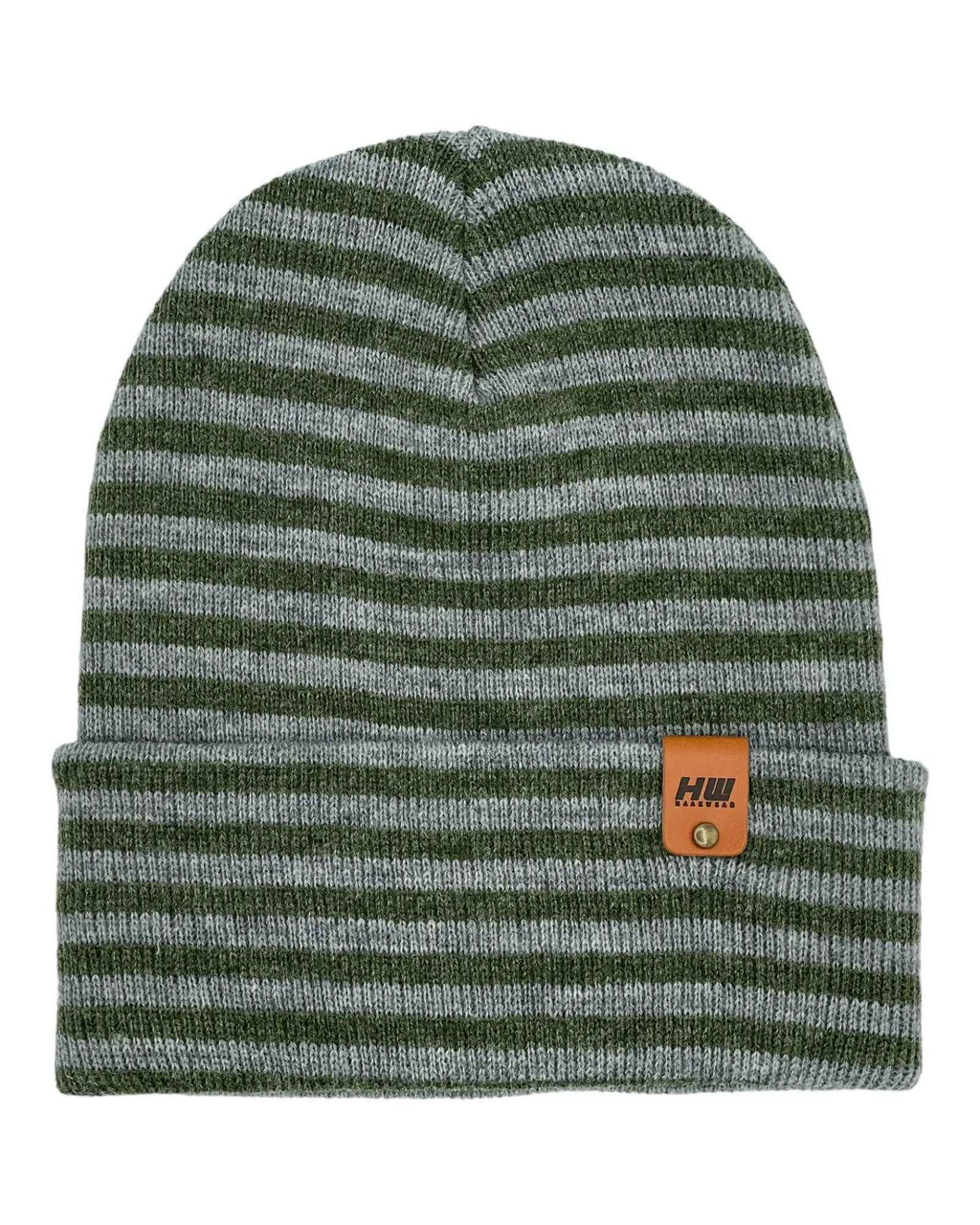 HAAKWEAR Classic RORO Cuffed Beanie / Hat - Gray / Green, Made in USA.