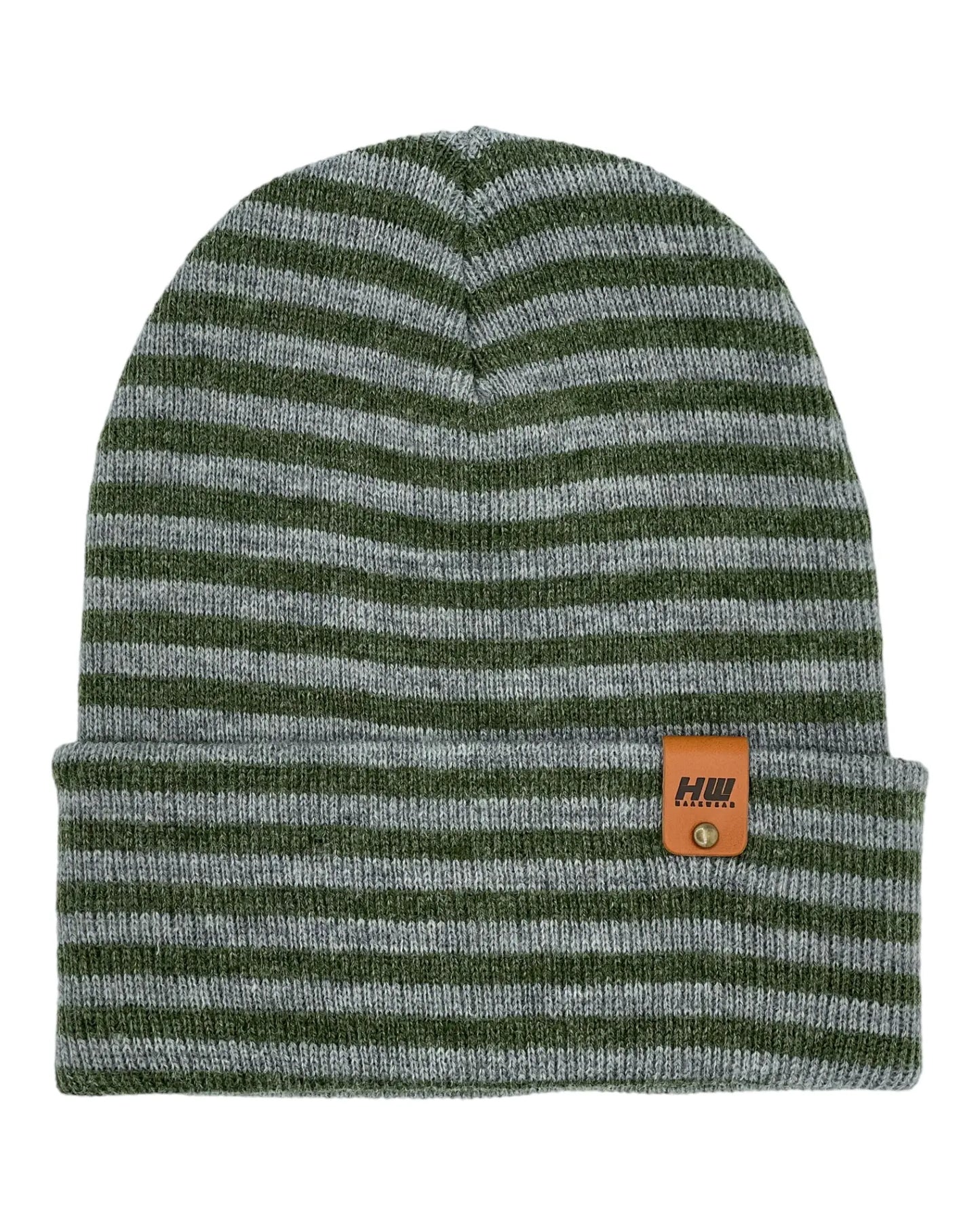 HAAKWEAR Classic RORO Cuffed Beanie / Hat - Gray / Green, Made in USA HAAKWEAR