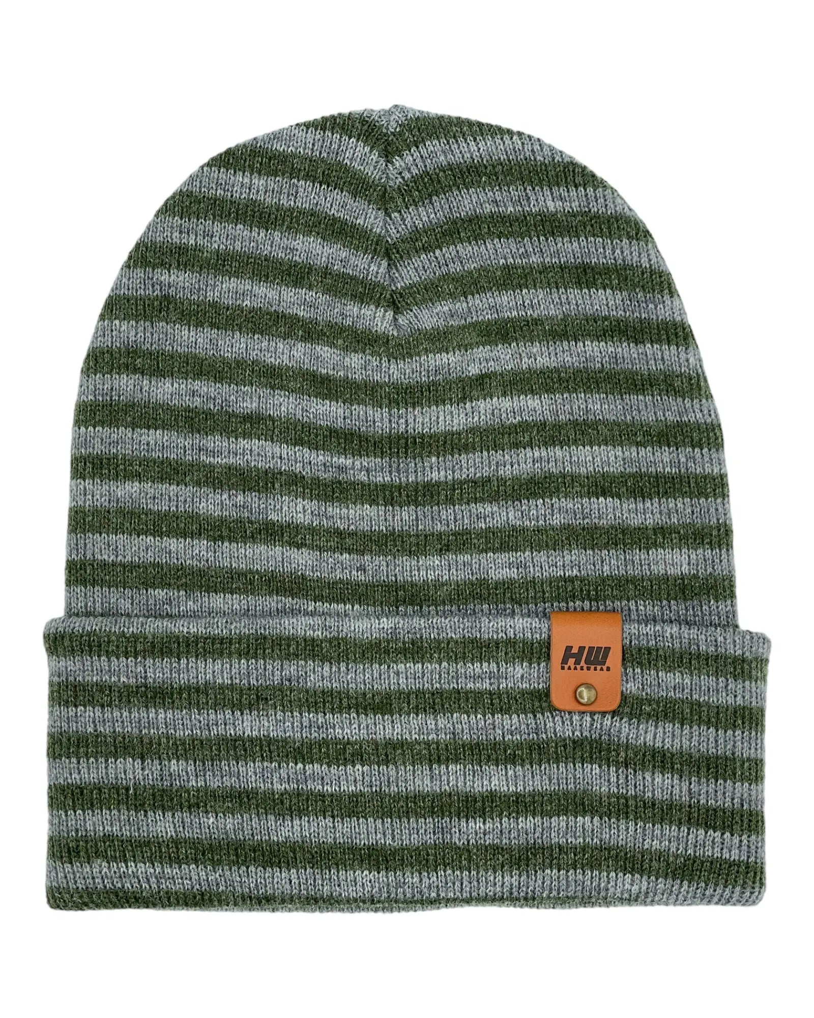 HAAKWEAR Classic RORO Cuffed Beanie / Hat - Gray / Green, Made in USA HAAKWEAR