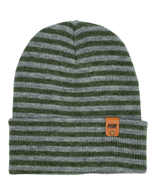 HAAKWEAR Classic RORO Cuffed Beanie / Hat - Gray / Green, Made in USA HAAKWEAR