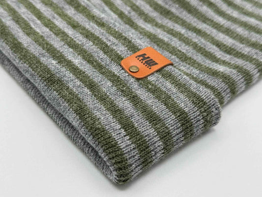 HAAKWEAR Classic RORO Cuffed Beanie / Hat - Gray / Green, Made in USA - HAAKWEAR USA