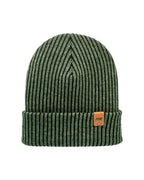 HAAKWEAR Cuffed Wide Ribbed Striped Beanie / Hat, Black / Green, Limited Edition - Made in USA.