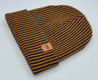 HAAKWEAR Cuffed Wide Ribbed Striped Beanie / Hat, Black / Orange, Limited Edition - Made in USA.