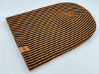 HAAKWEAR Cuffed Wide Ribbed Striped Beanie / Hat, Black / Orange, Limited Edition - Made in USA.
