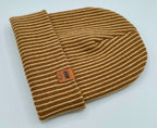 HAAKWEAR Cuffed Wide Ribbed Striped Beanie / Hat, Brown / Beige, Limited Edition - Made in USA.