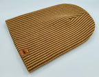 HAAKWEAR Cuffed Wide Ribbed Striped Beanie / Hat, Brown / Beige, Limited Edition - Made in USA.