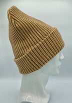 HAAKWEAR Cuffed Wide Ribbed Striped Beanie / Hat, Brown / Beige, Limited Edition - Made in USA.