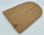 HAAKWEAR Cuffed Wide Ribbed Striped Beanie / Hat, Brown / Beige, Limited Edition - Made in USA.