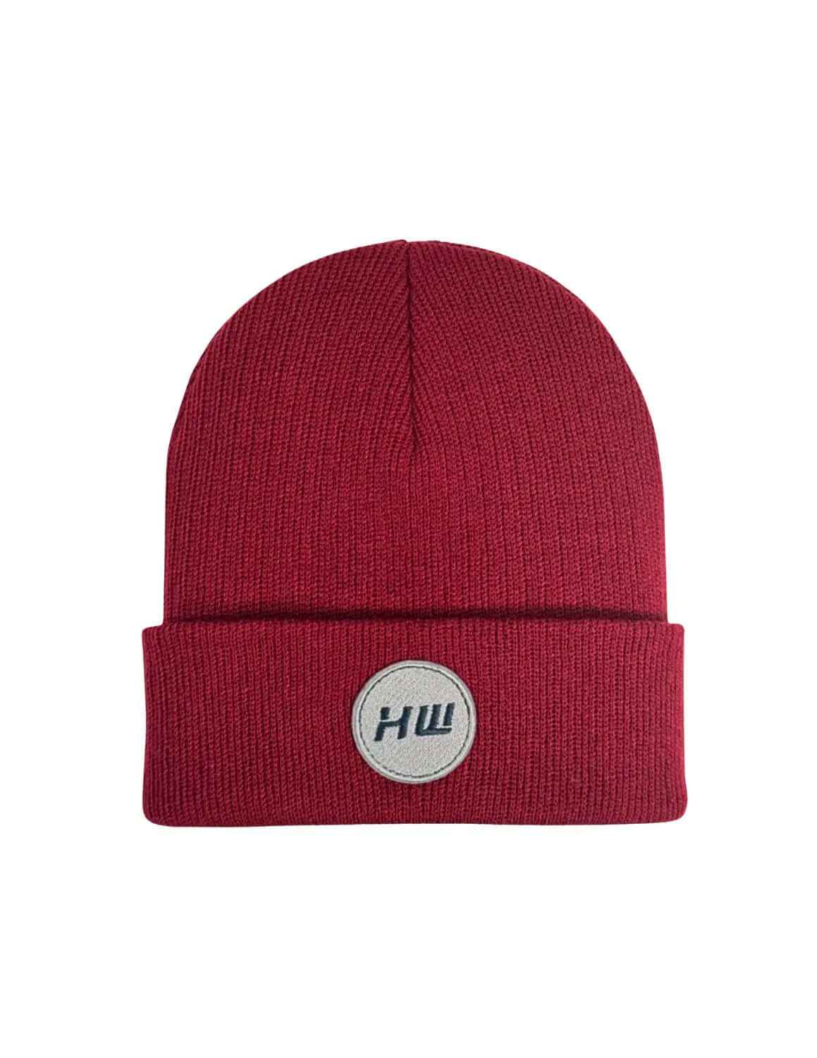 HAAKWEAR Cuffed Wide Ribbed Striped Beanie / Hat, Limited Edition - Made in USA Burnt Maroon.