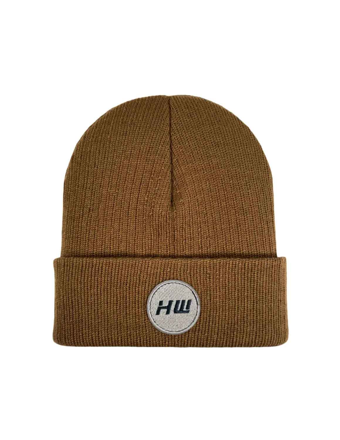 HAAKWEAR Cuffed Wide Ribbed Striped Beanie / Hat, Limited Edition - Made in USA Camel Brown.