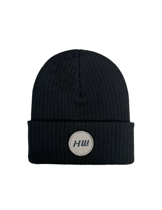 HAAKWEAR Cuffed Wide Ribbed Striped Beanie / Hat, Limited Edition - Made in USA Midnight Black HAAKWEAR