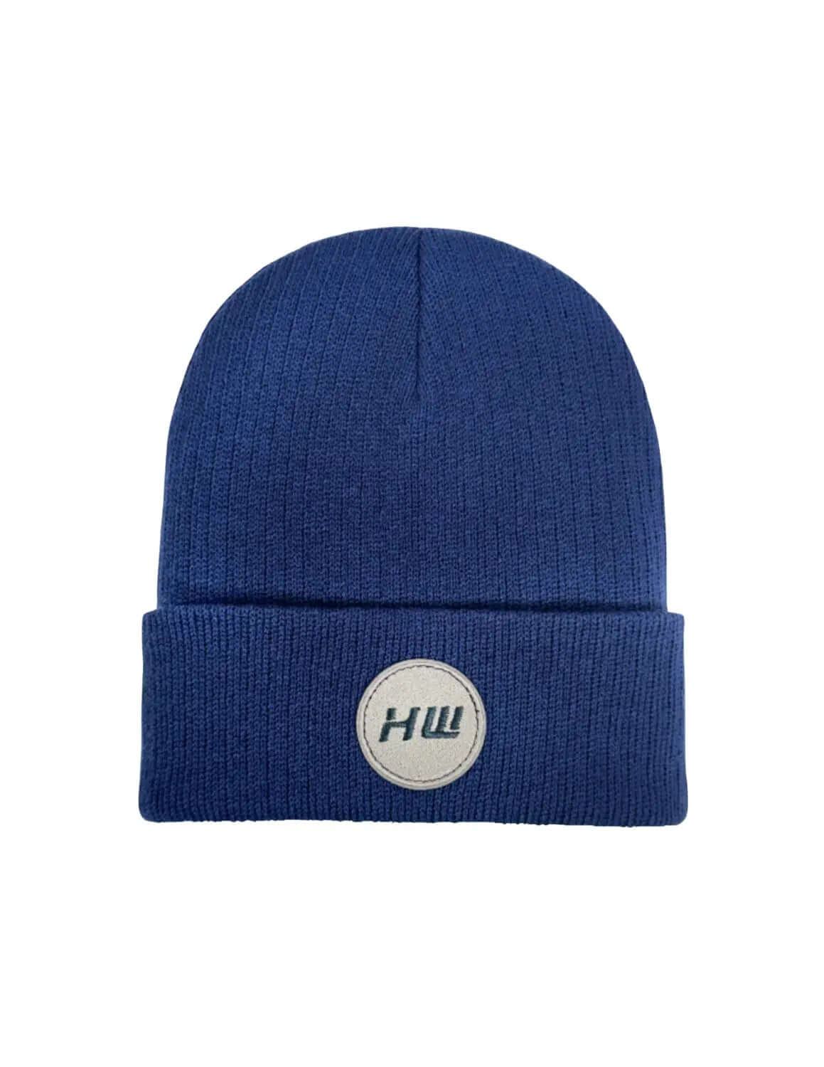 HAAKWEAR Cuffed Wide Ribbed Striped Beanie / Hat, Limited Edition - Made in USA Sapphire Blue.