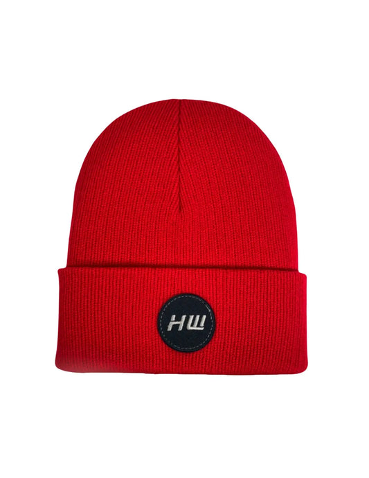 HAAKWEAR Cuffed Wide Ribbed Striped Beanie / Hat, Limited Edition - Made in USA Scarlet Red HAAKWEAR