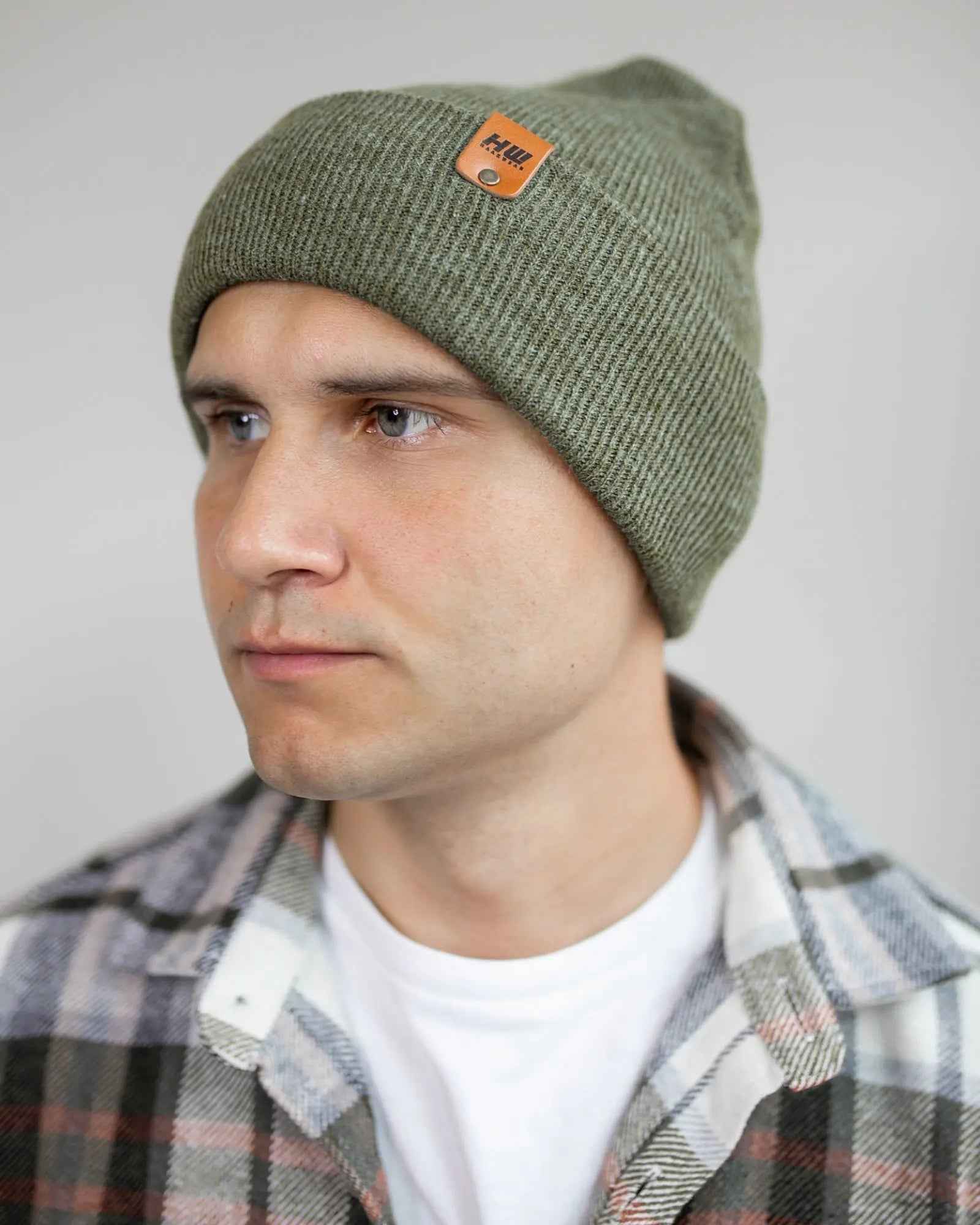 HAAKWEAR Knit Cuffed Classic Beanie / Hat - Forest Green, Made in USA.