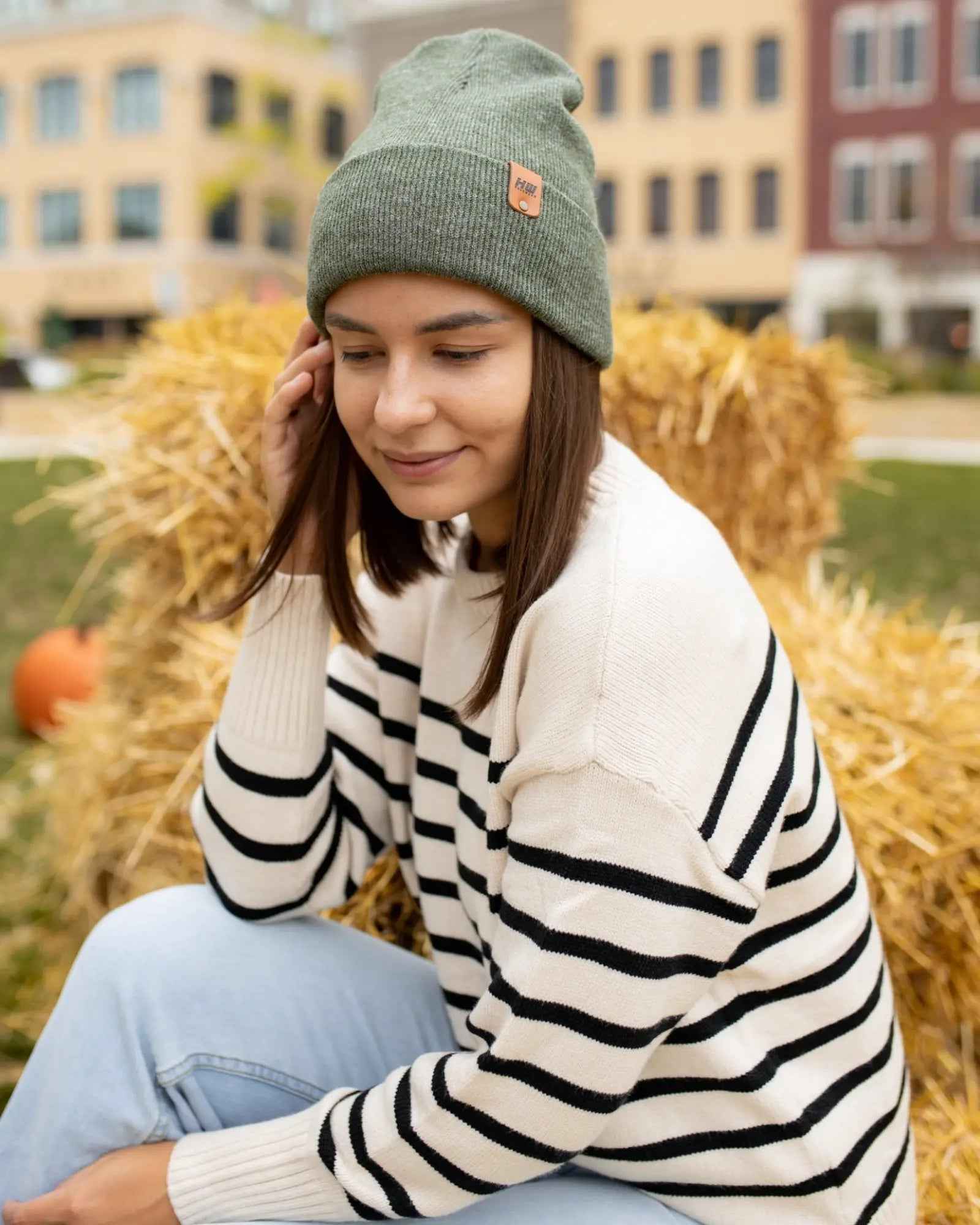 HAAKWEAR Knit Cuffed Classic Beanie / Hat - Forest Green, Made in USA.