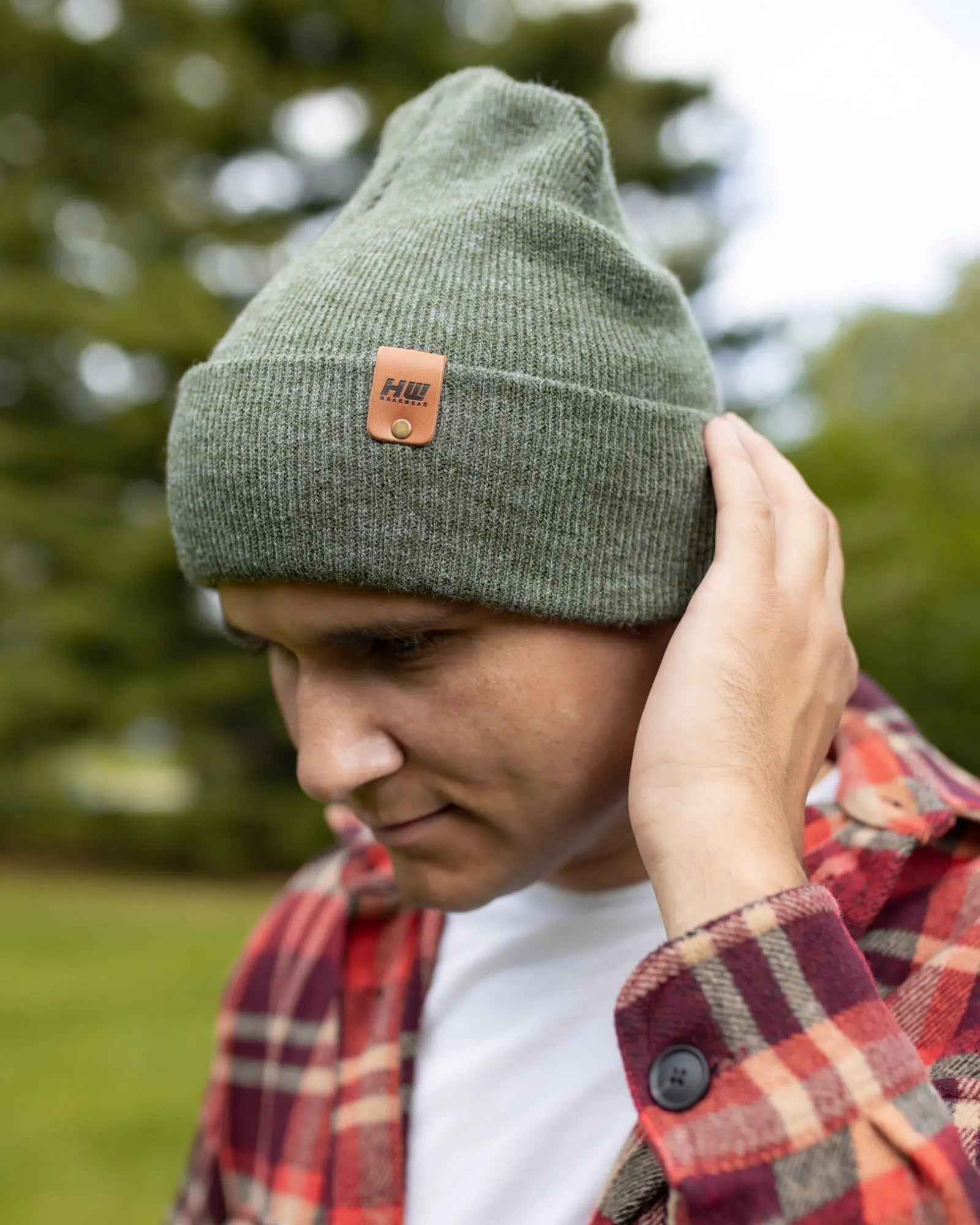 HAAKWEAR Knit Cuffed Classic Beanie / Hat - Forest Green, Made in USA.