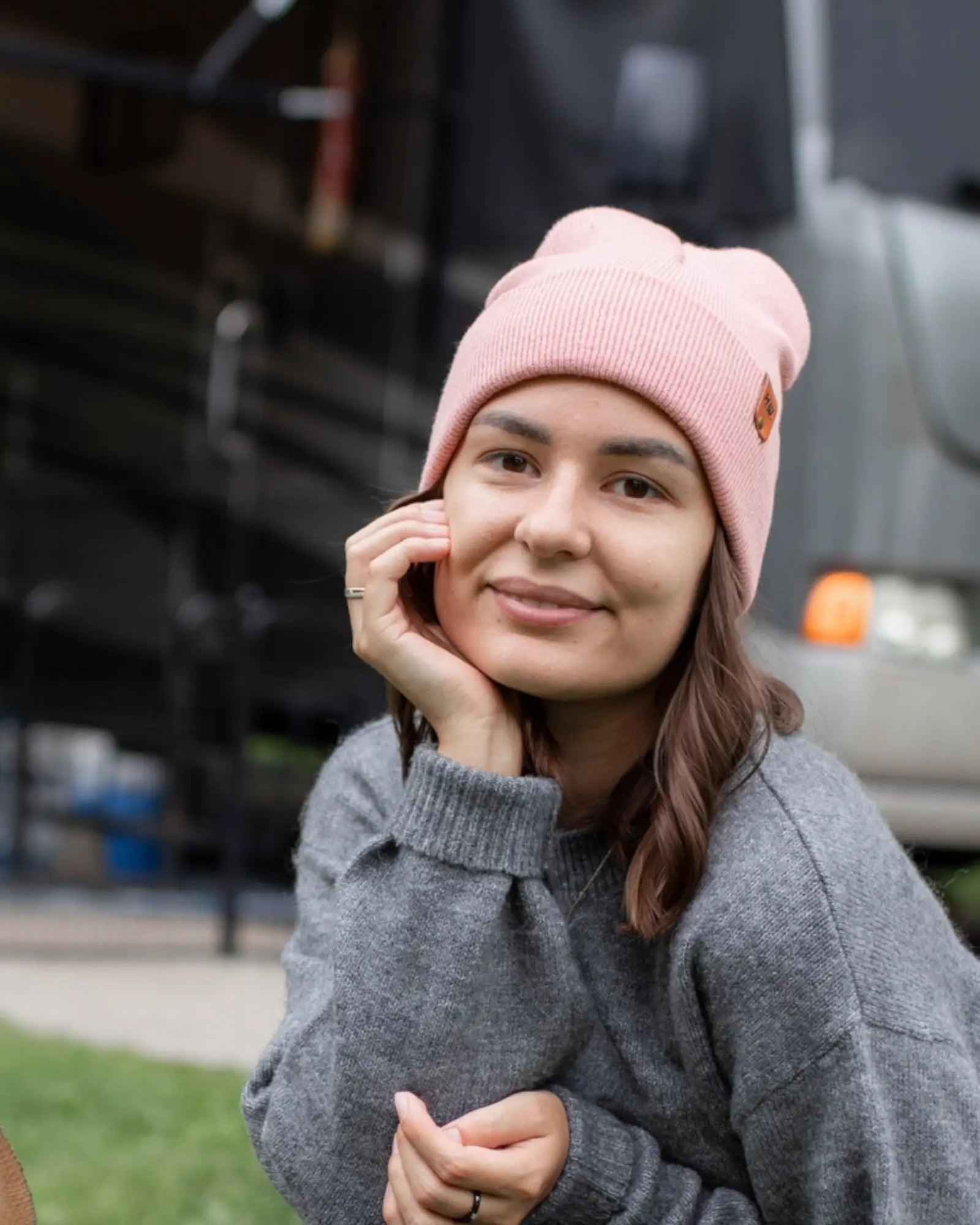 HAAKWEAR Pearl Pink Beanie - Knit Cuffed Classic Hat Made in USA.