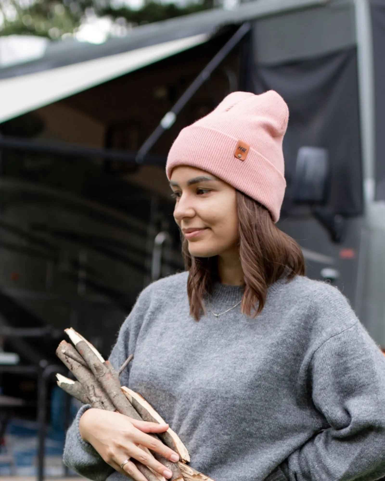 HAAKWEAR Pearl Pink Beanie - Knit Cuffed Classic Hat Made in USA.