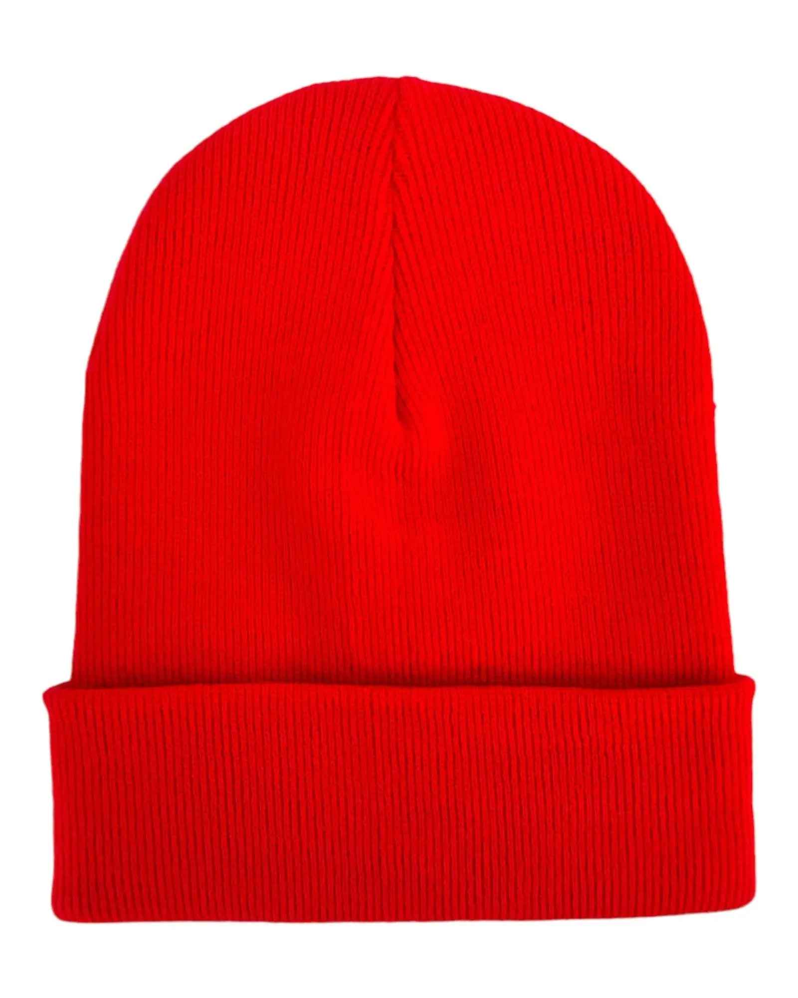 HAAKWEAR Knit Cuffed Classic Beanie / Hat - Scarlet Red, Made in USA.