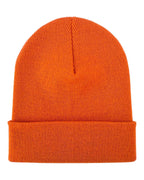 HAAKWEAR Knit Cuffed Classic Beanie / Hat - Tiger Orange, Made in USA.