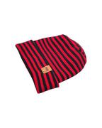HAAKWEAR H Stitch RORO Cuffed Beanie (Patent Pending Design) Black / Red, Made in USA.